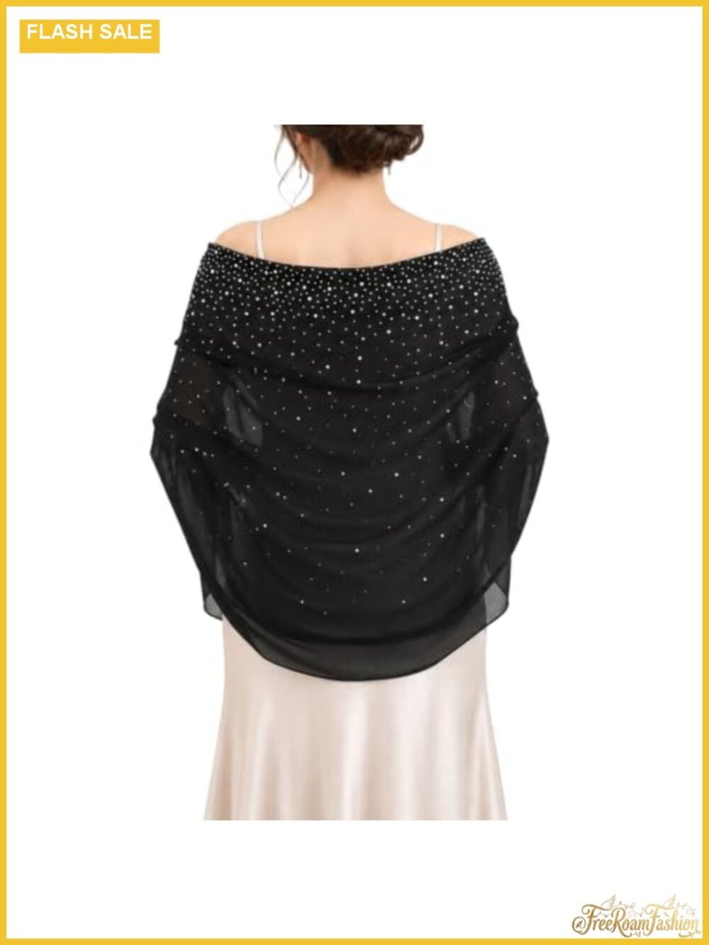 Chiffon Shawl Wrap Evening Sequin Rhinestone Scarf for Wedding Party